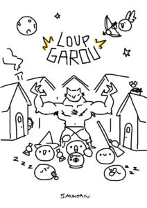 l'indécis loup garou Illustration Nathan Russe Sacripan